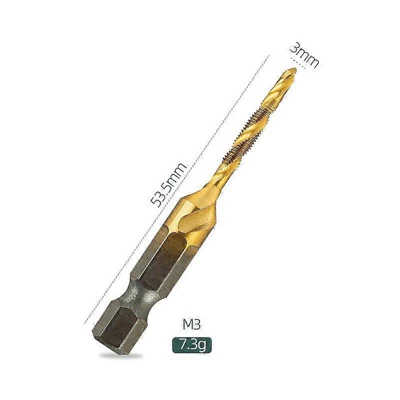 M3 M4 M5 M6 M8 M10 Hand Tools Hex Shank Titanium Plated HSS Screw Thread Metric Tap Drill Bits Screw Machine Compound Tap