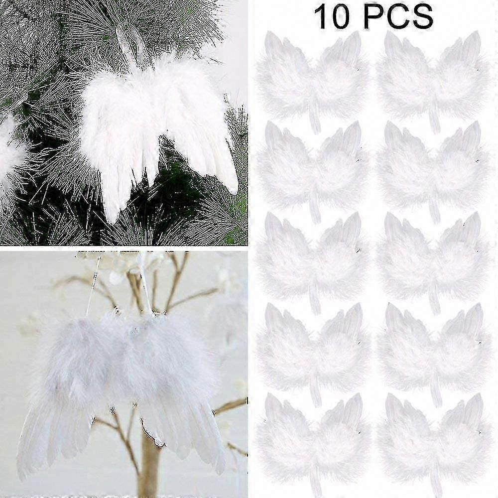10 Pcs Mini Guardian Angel White Feather Wings Charm
