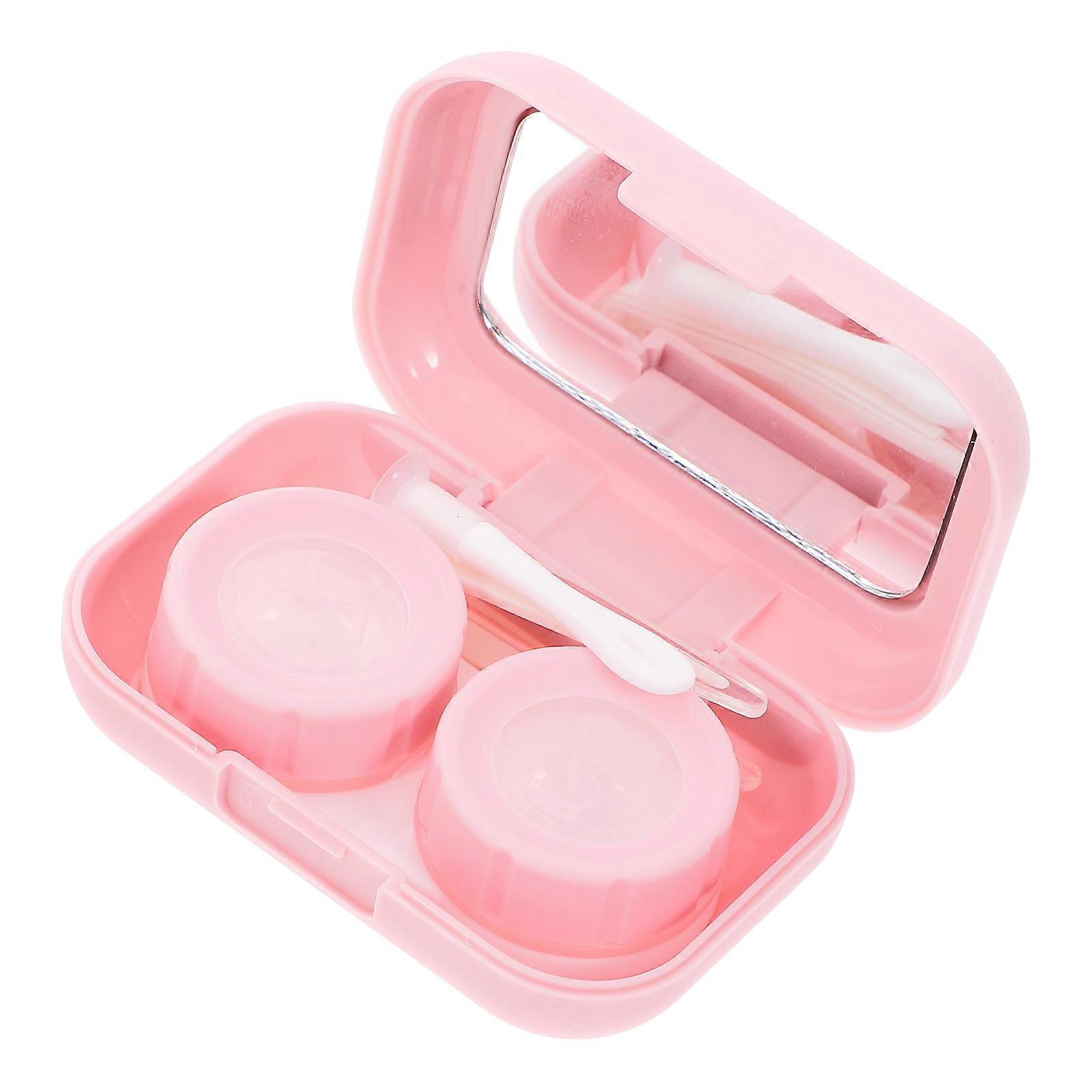 Storage Box With Mirror For Outdoor Use 1 Set Cute Pink Rectangular Portable Design
