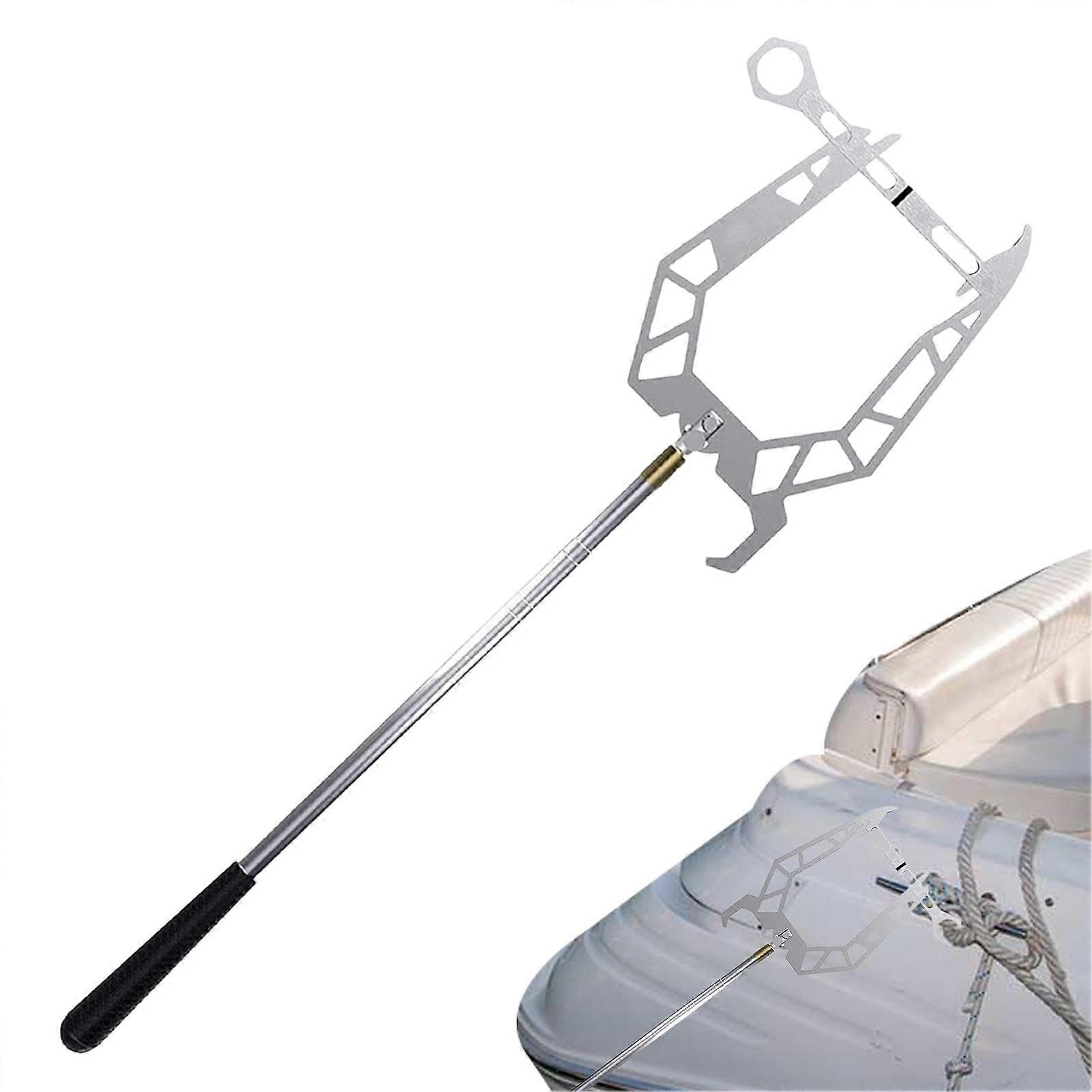 Telescopic Stainless Steel Boat Dock Hook with Automatic Rope Hooking for Easy Mooring