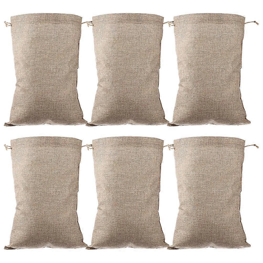 Multifunction Linen Drawstring Storage Bags For Users Kitchen Organization 25X20X0.3CM 6Pcs