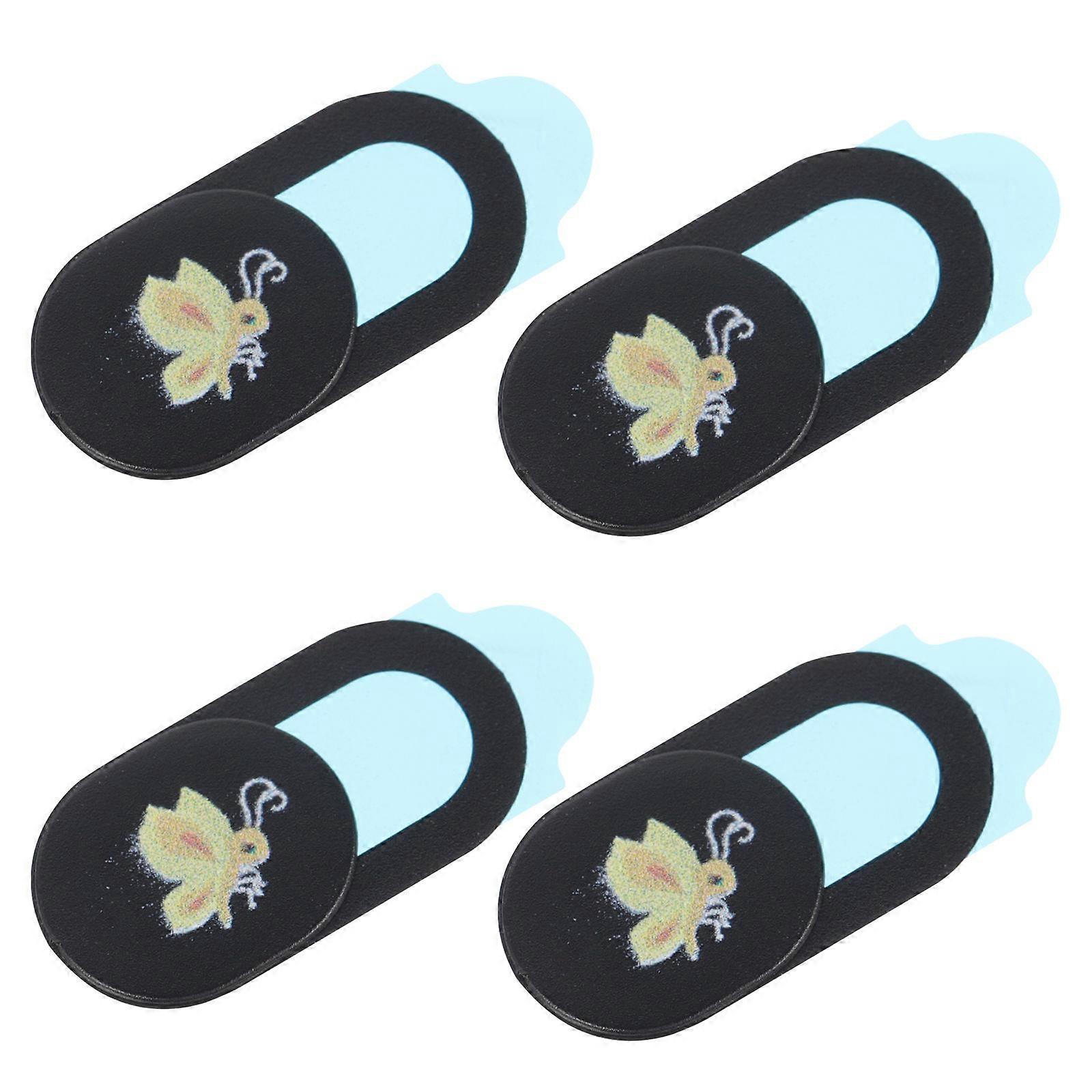 Web Camera Covers ABS Black for Protection 4Pcs with Bee Pattern Design