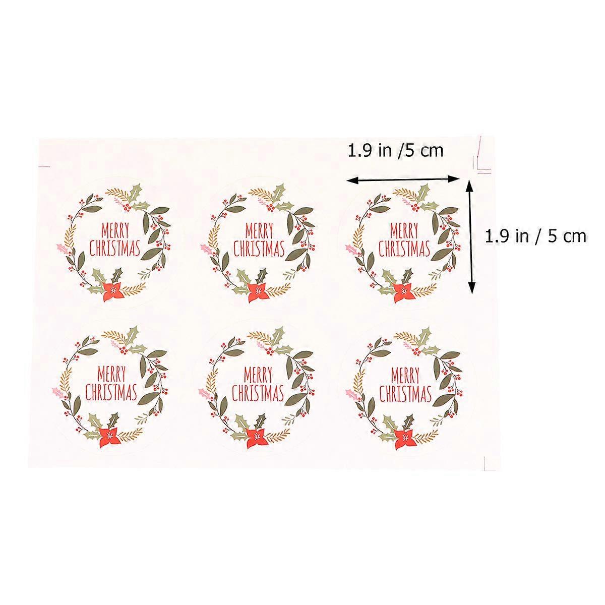 Round Stickers Merry Christmas Wreath for Decorating 5 Sheets Pack