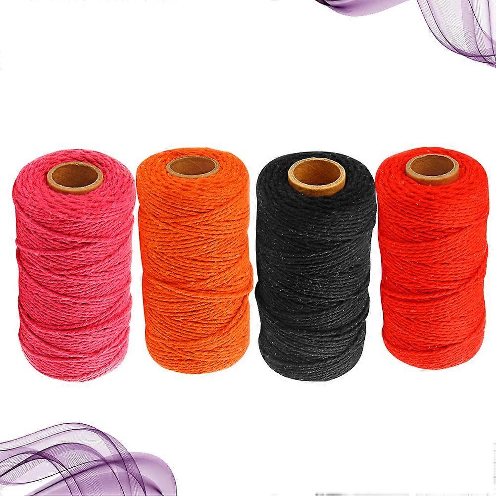 Assorted Color Braided Cotton Rope for Fastening 4 Roll Multi-Purpose Rope