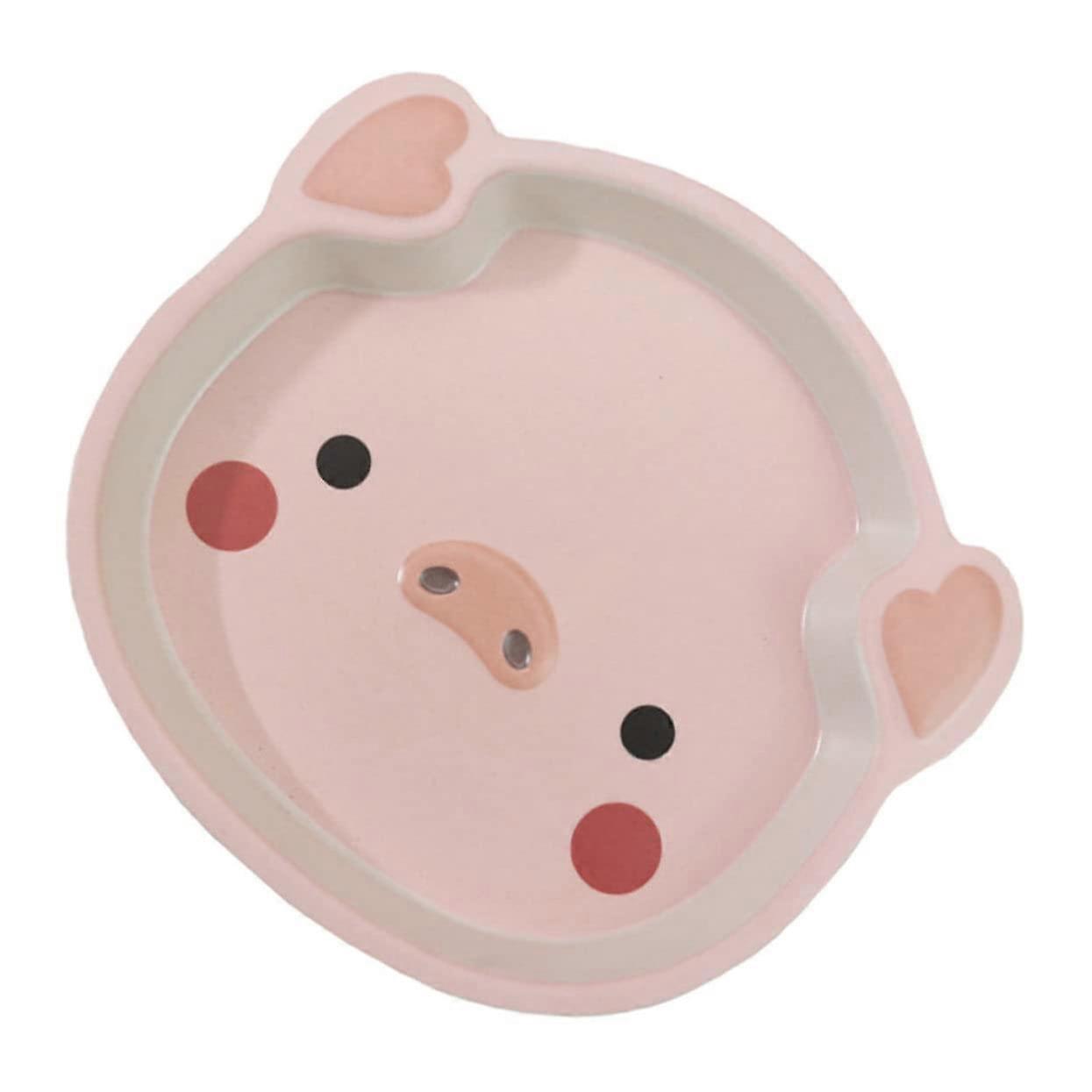 Cartoon Pig Plate for Kids Dinnerware,  Temperature Resistant Compartment Feeding Tray