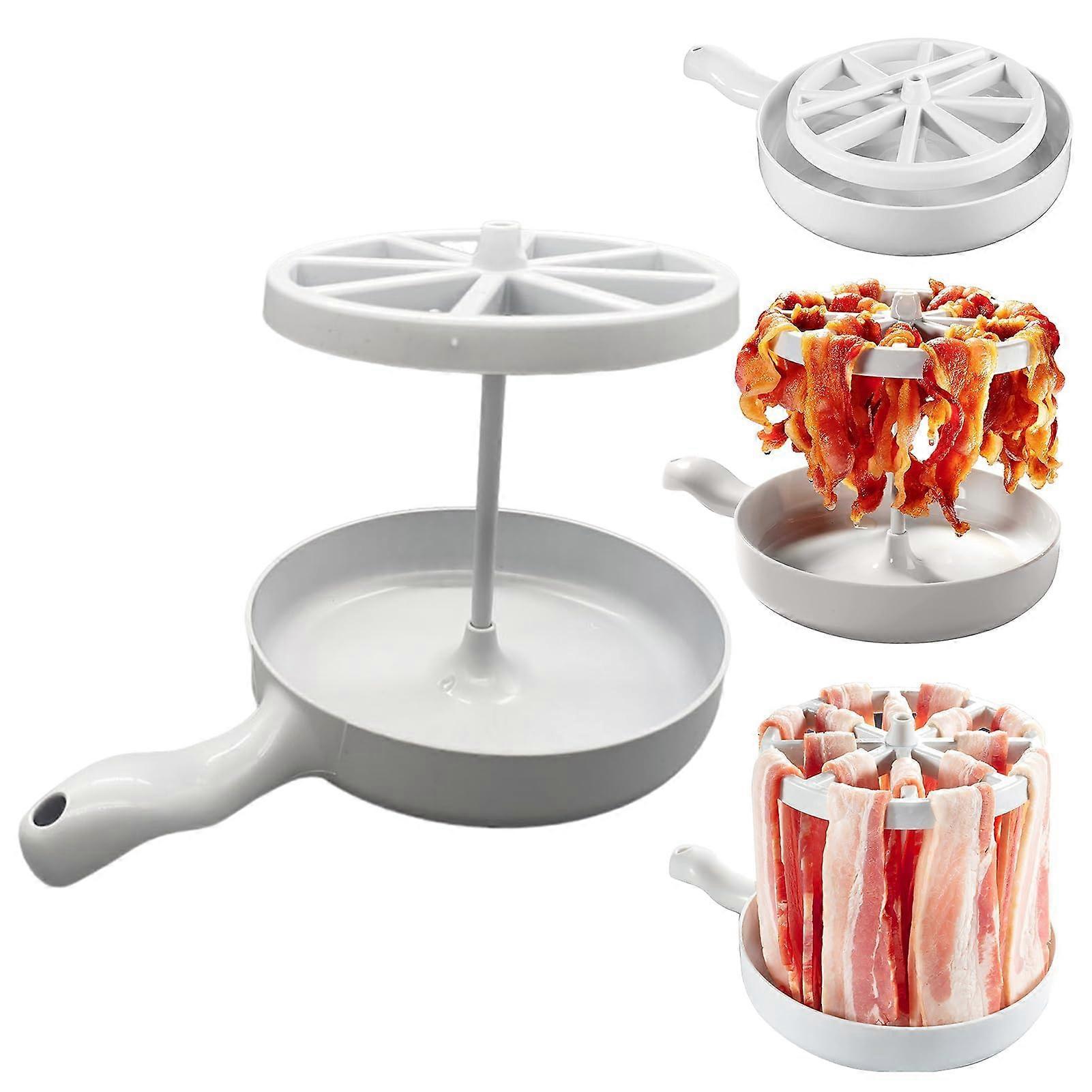 Microwave Bacon Cooker Tray with Grease Filtering for Crispy Bacon and Foldable Space Saving Design