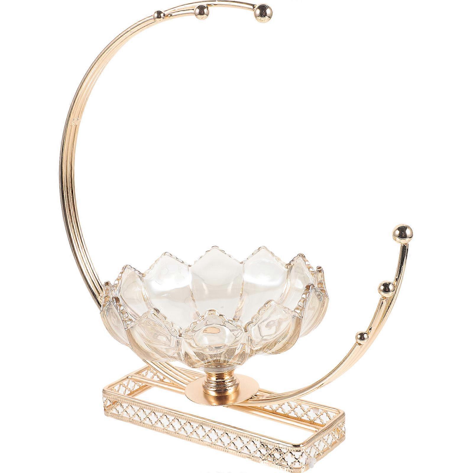 Glass Fruit Tray Metal Moon Serving Plate for Decorative Use