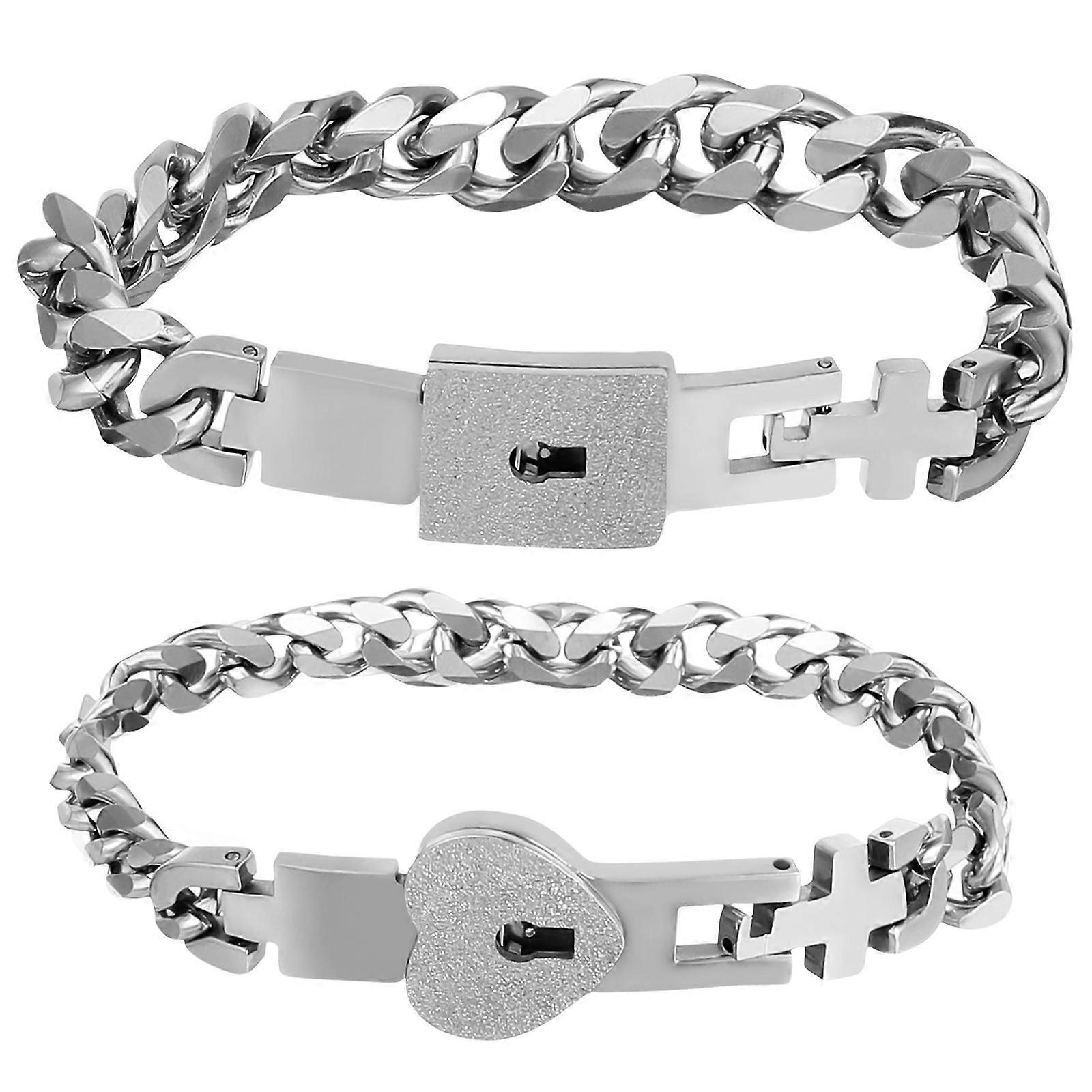 Unisex Concentric Bracelet for Couple 1Pair Couple Bangle Silver Style