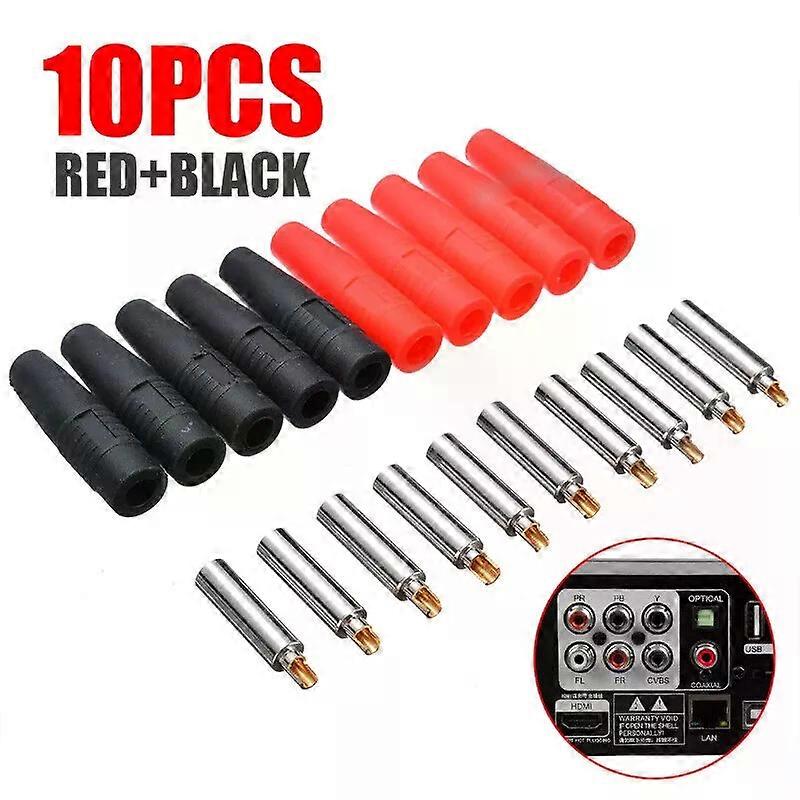 10Pcs/lot Red Black 4mm Copper Banana Socket Plug Solderless Side Stackable Banana Plug Insulated Socket Plug Adapters