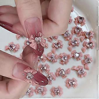 40Pcs 3D Nail Art Rhinestones and Bow Resin Charms Mixed Style Crystal Decorations for DIY Manicure