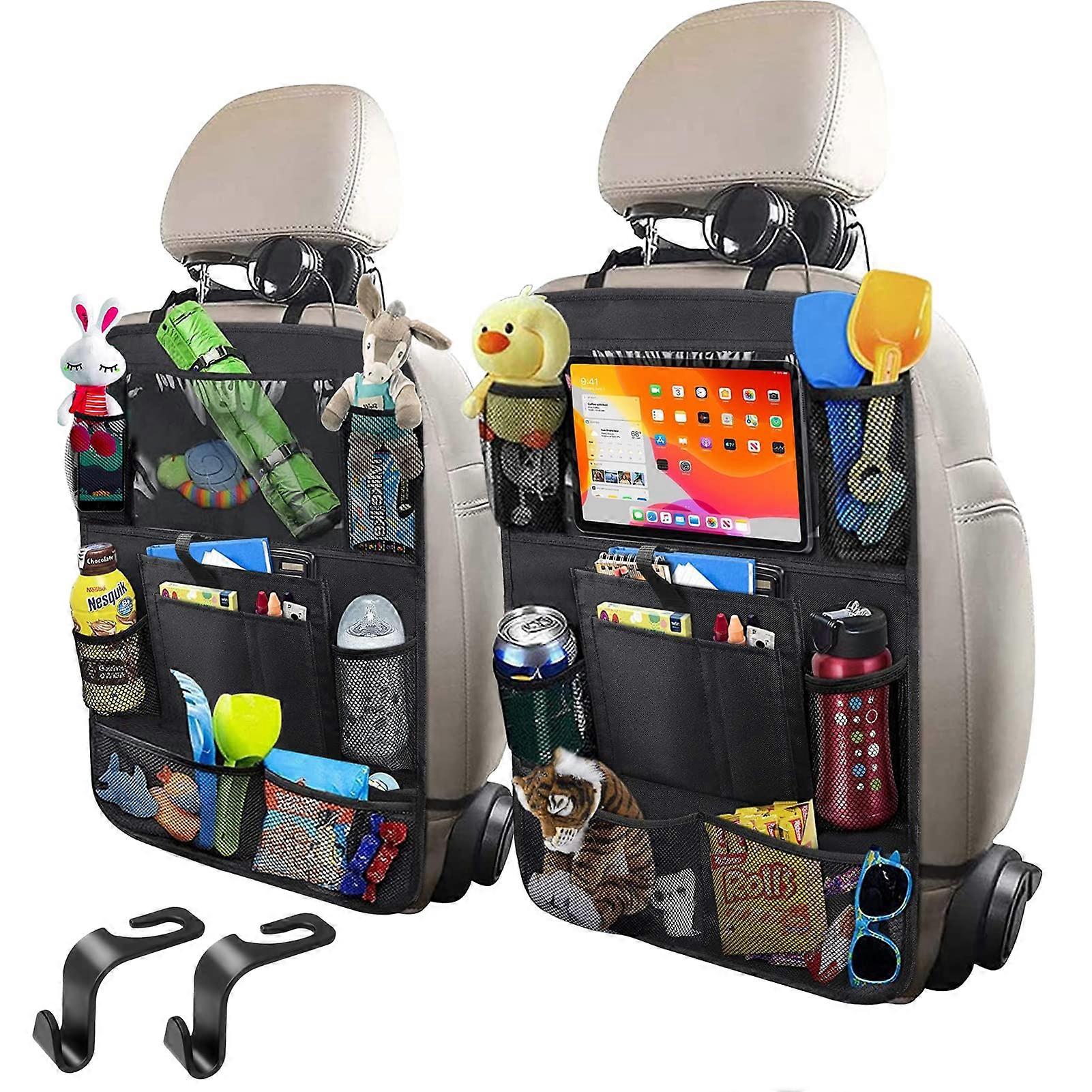 Car Backseat Organizer 2PCS with Touchable Tablet Holder Waterproof MultiPocket Storage for Kids