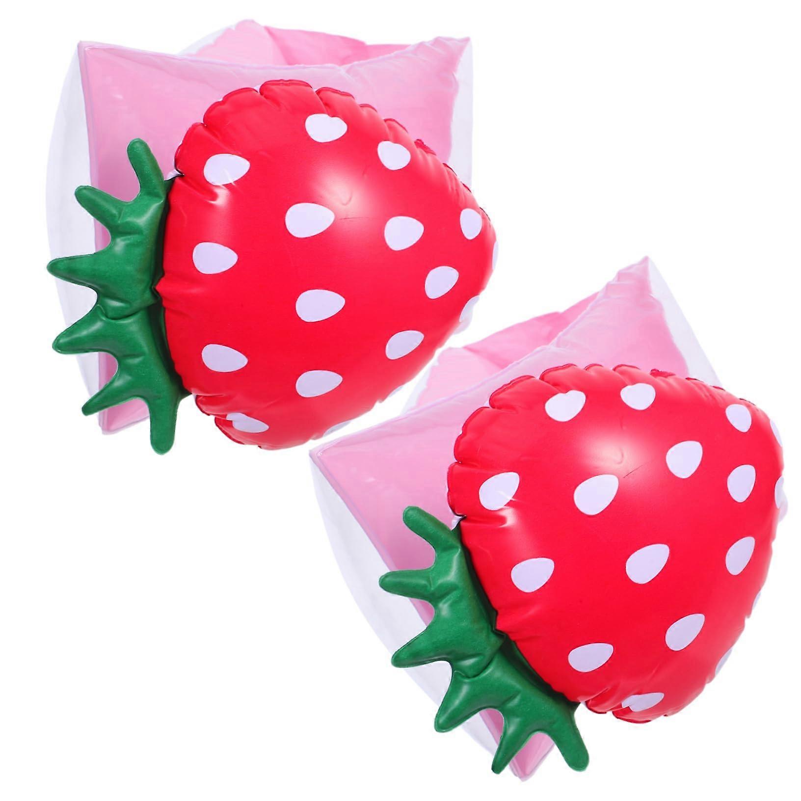 Inflatable Swimming Arm Bands for Kids, PVC Strawberry Pattern Floaties for Safe Pool Training