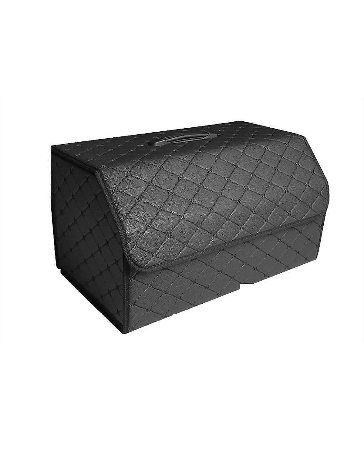 Car Trunk Organizer Large Capacity Foldable Leather MultiCompartment SUV Cargo Storage Box