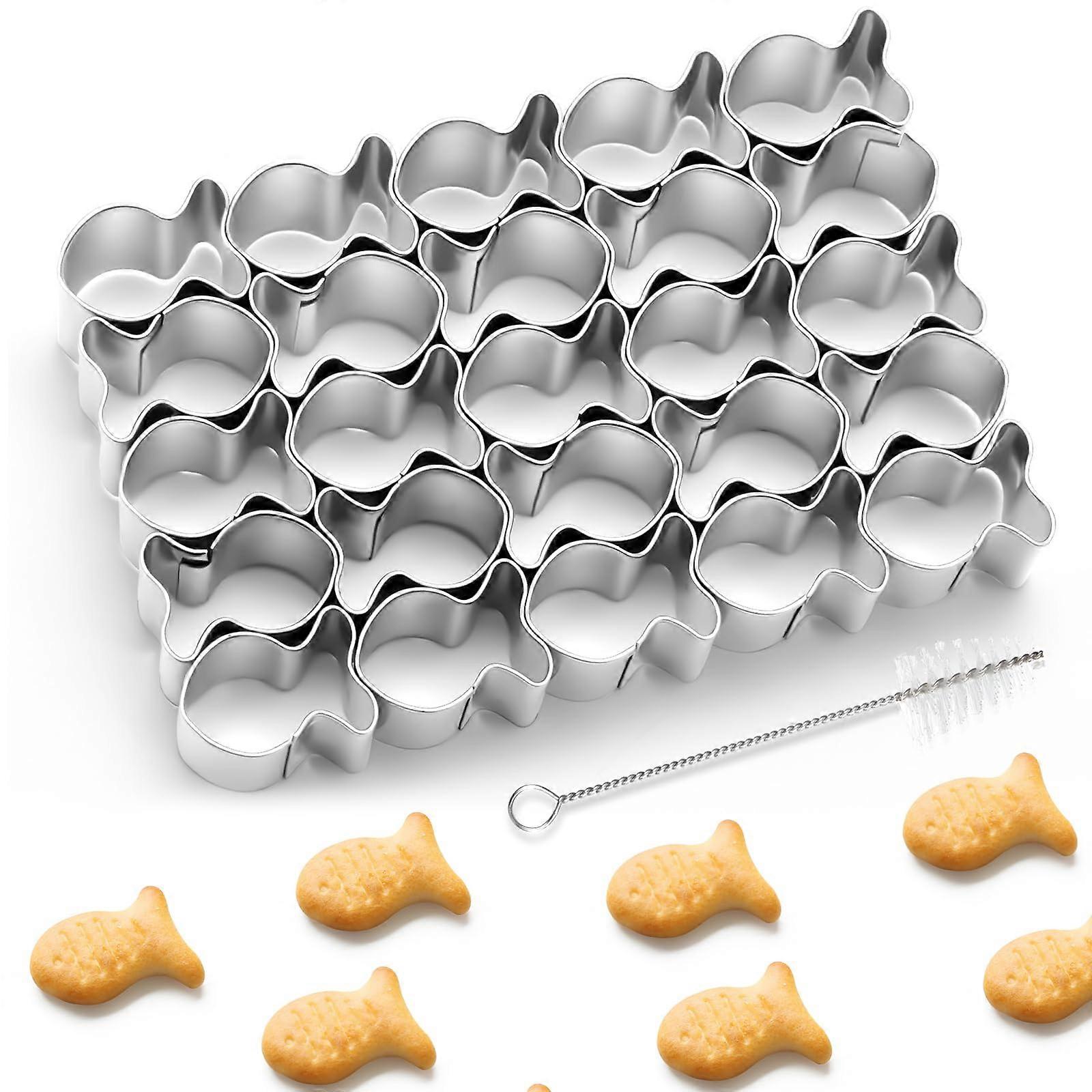 Cookie Cutter Stainless Steel 25Cavity Mini Cracker Baking Mold with Brush
