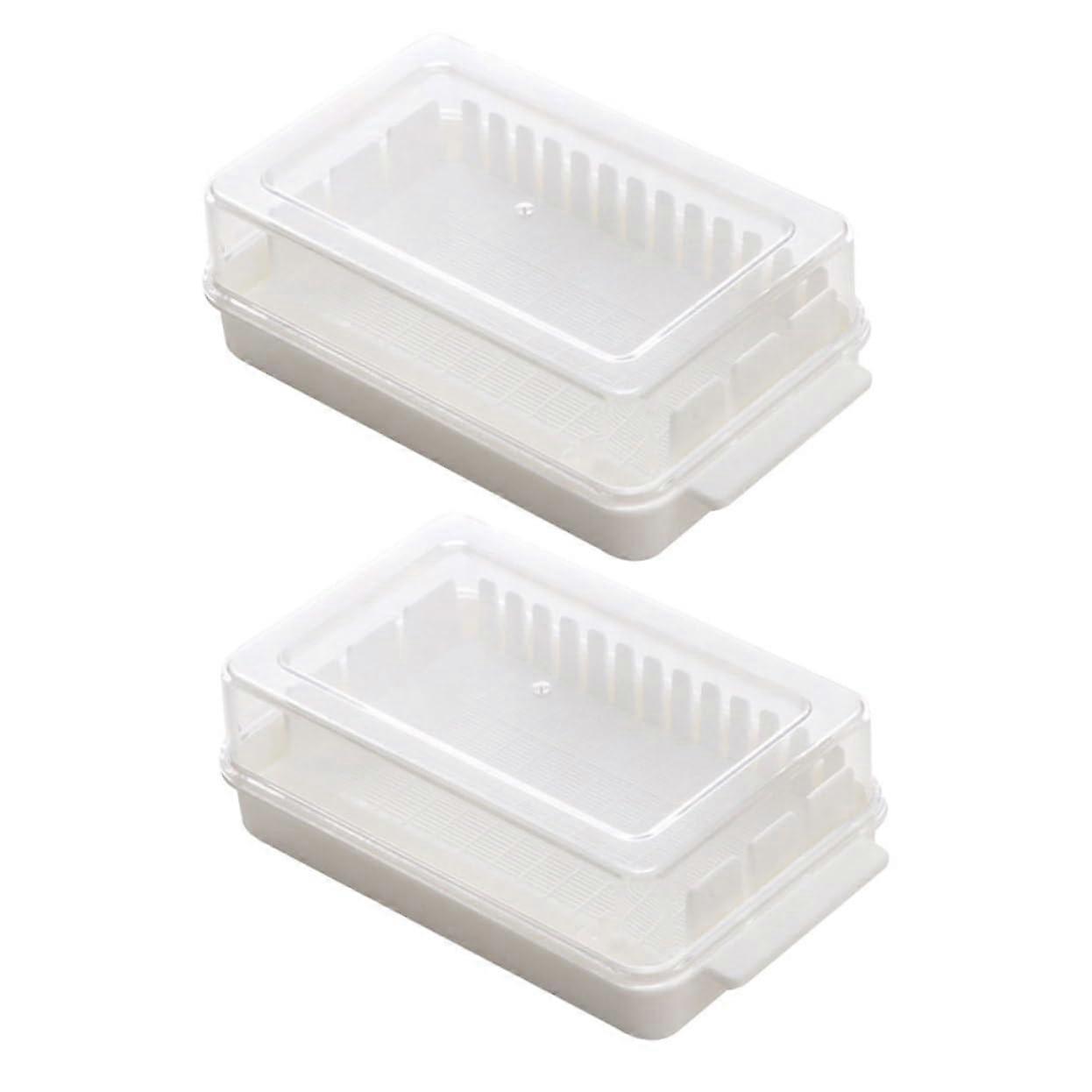 2Pcs Clear Butter Dish with Transparent Lid, MultiPurpose Butter Container for Refrigerator Storage