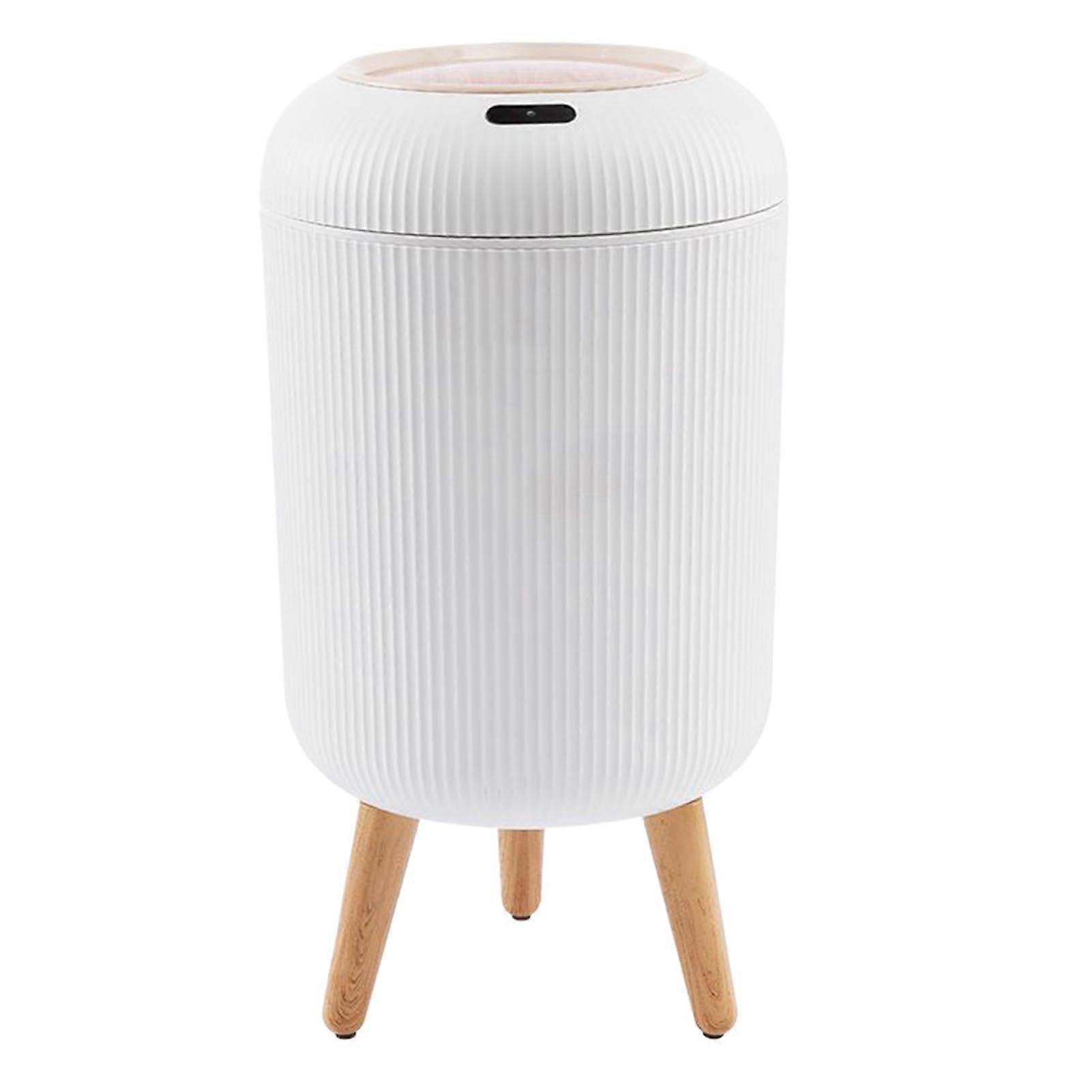 10L Motion Sensor Trash Can with Lid, Hands Automatic Trash Bin for Bathroom Kitchen Bedroom White