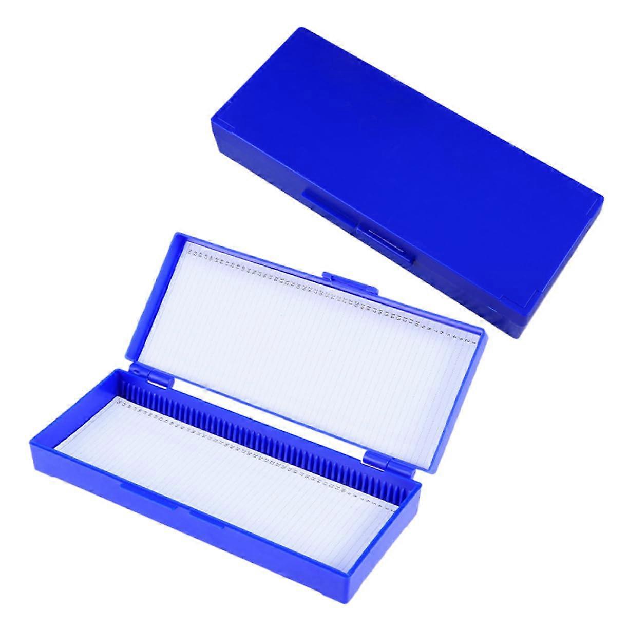 2pcs Microscope Slide Storage Box with Large Capacity and Secure Protection for Laboratory Use Blue