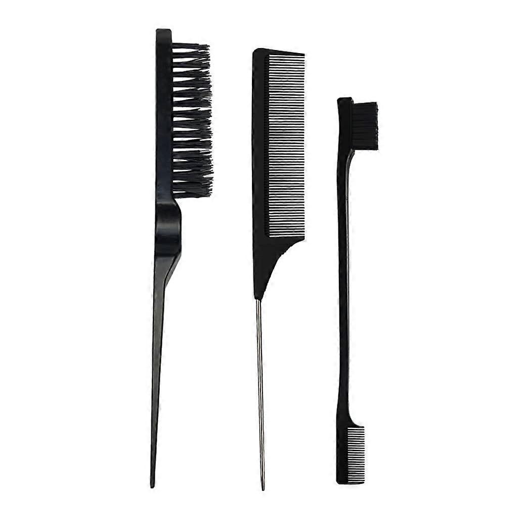 Hair Styling Comb Set with Teasing Brush and Rat Tail Comb, 3 Piece Kit for Precise Sectioning