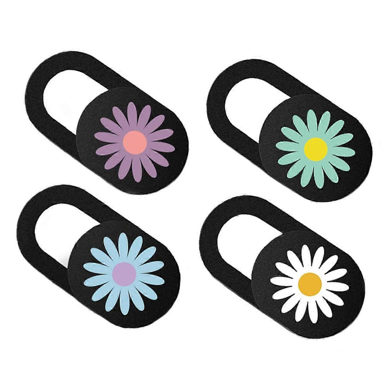 4pcs Daisy Pattern Ultra Thin Webcam Cover Laptop Camera Privacy Slider Fits Laptops Tablets