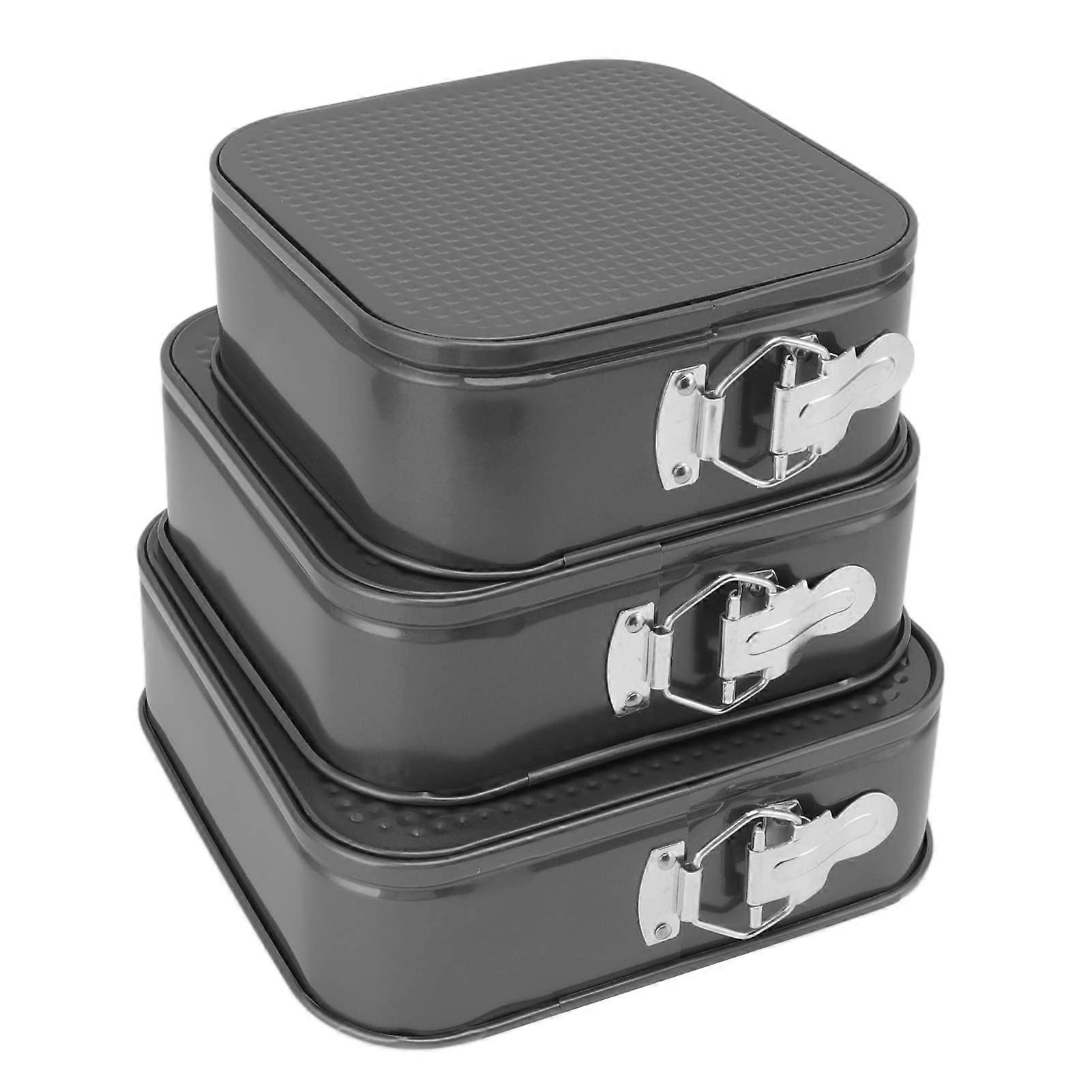 3PCS Nonstick Springform Cake Pan Set with Removable Bottom, Square Cheesecake Bakeware (18/20/22)