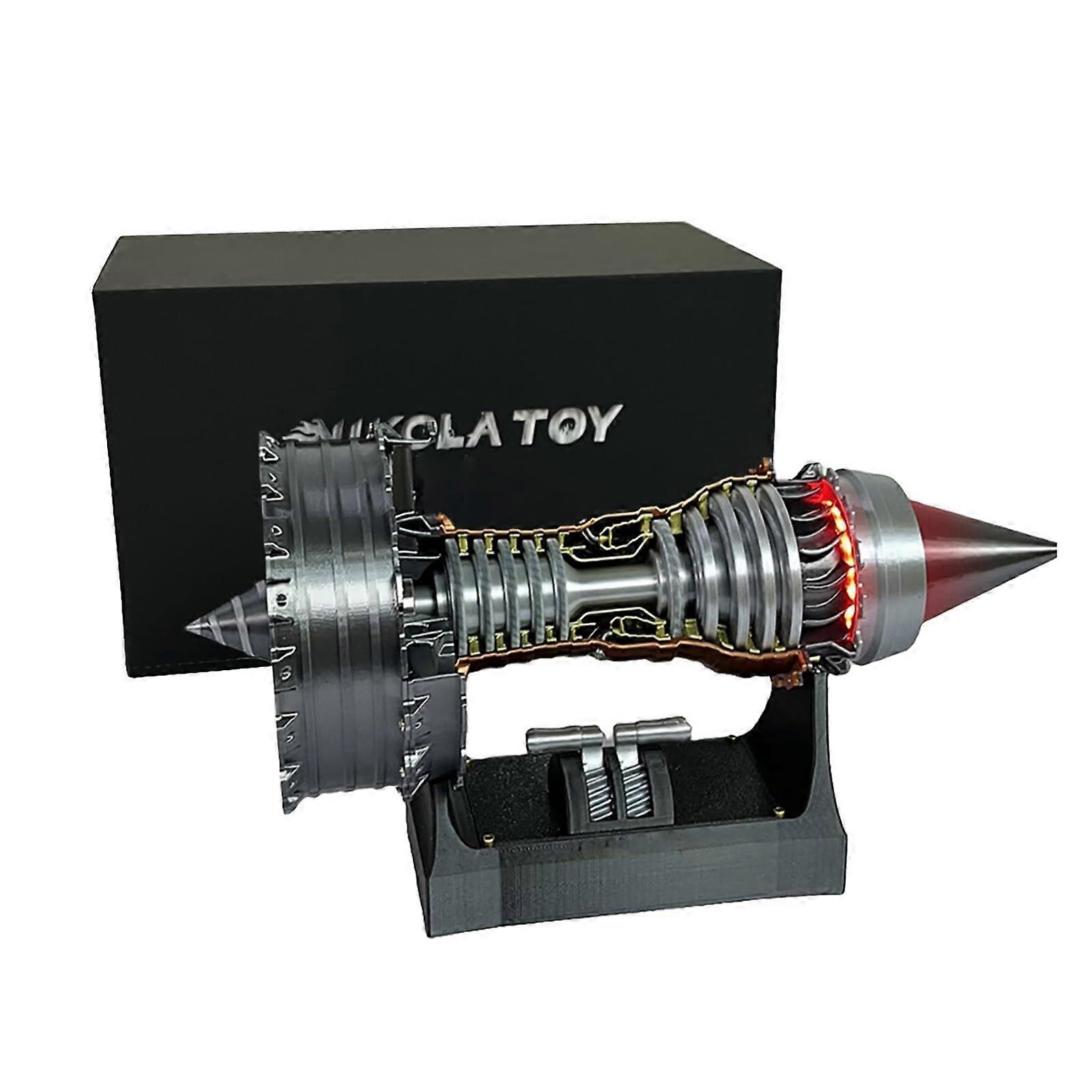 TR900 Adjustable Speed Turbofan Engine Model with LED Light, Educational Jet Engine Display for Desk Decor (24CM)