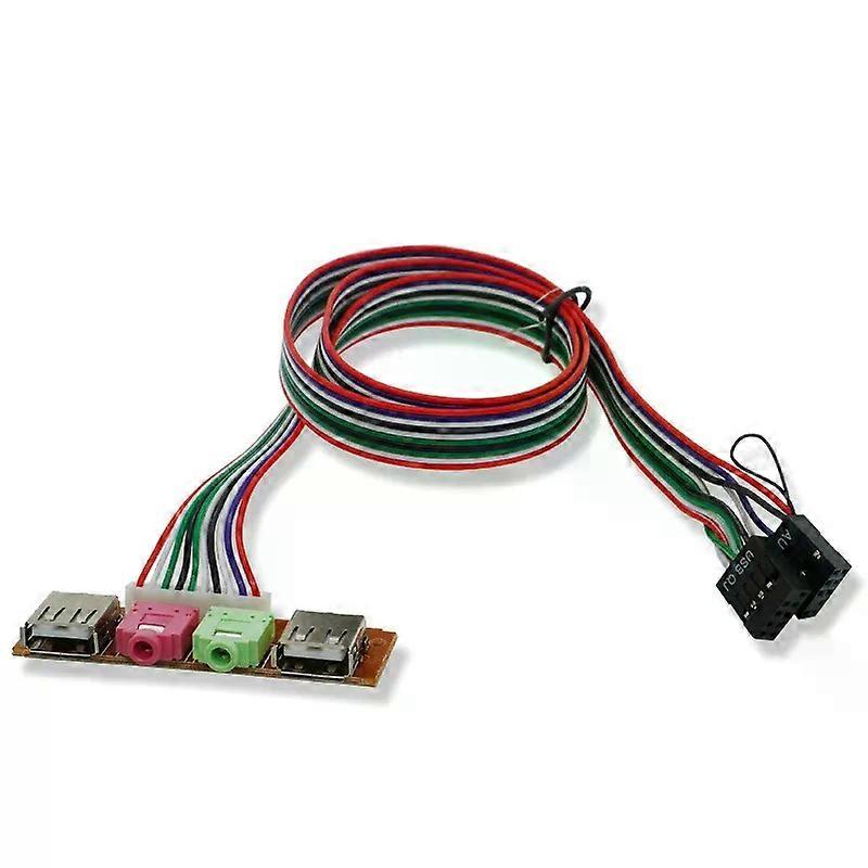 1pcs 2 USB PC Computer Case 68/74/78cm Front Panel USB Audio Port Mic Earphone Cables Near PC Audio Input And Output