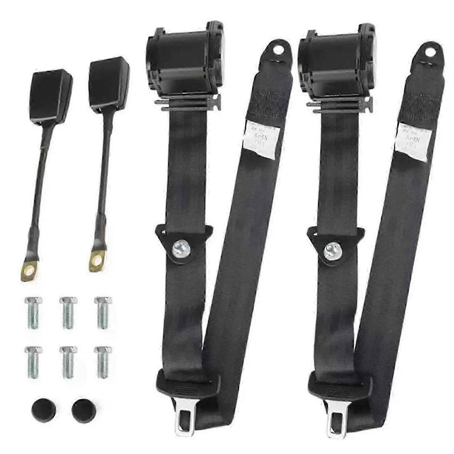 2 Set Universal 3pt Adjustable Retractable Lap Suitable for Modification Belts Kit (Black) 2025