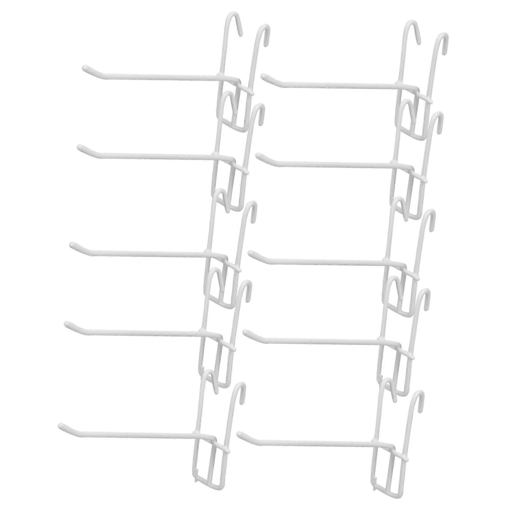 White Iron Pegboard Hooks 10pcs for Wall Organization and Grid Display with Durable Secure Hanging