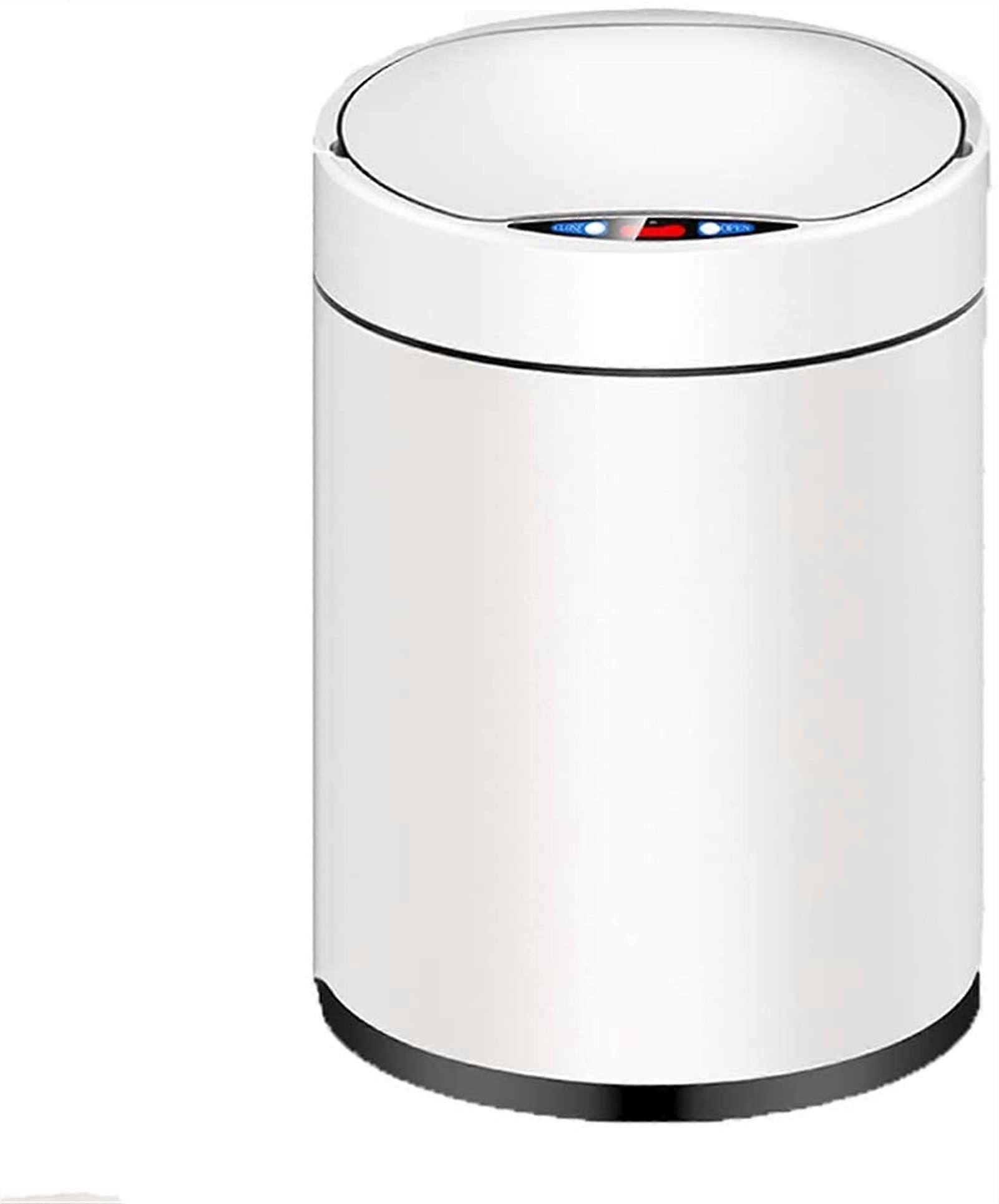 Automatic Stainless Steel Trash Can with Lid, Touchless Kitchen Garbage Bin, 12L 3.6 Gal White