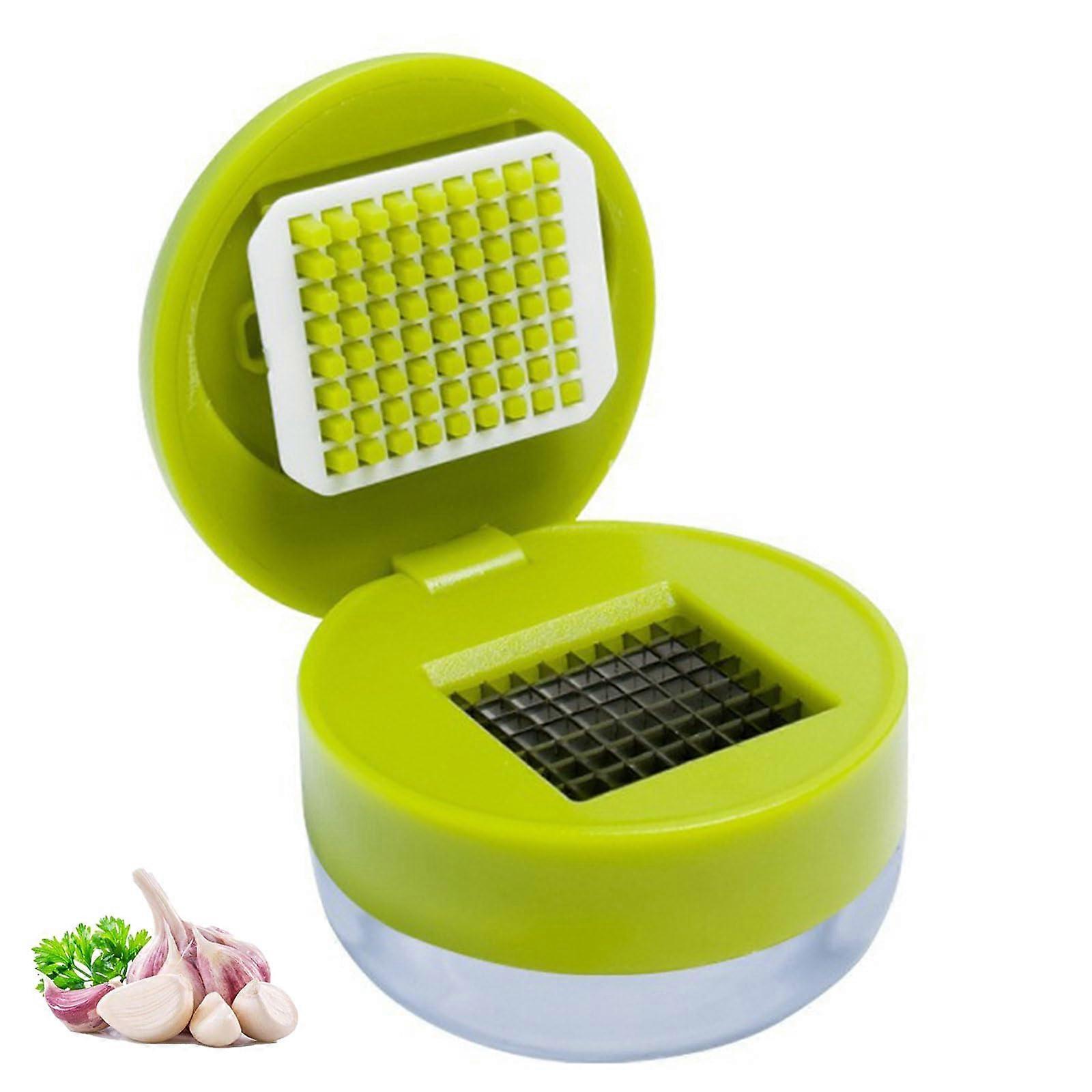 Manual Garlic Chopper with Transparent Base for Quick Garlic Dicing, Odor Hands, Green