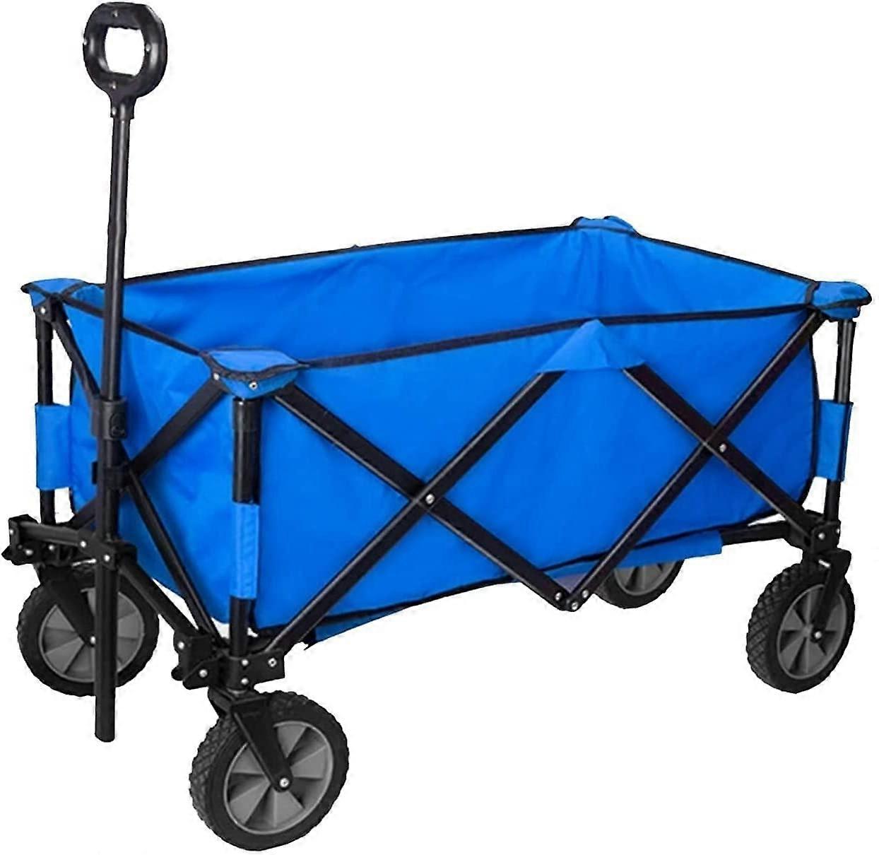 Beach Trolley Folding Shopping Cart with Wheels, Large Load Capacity, Adjustable Handle, Red/Blue