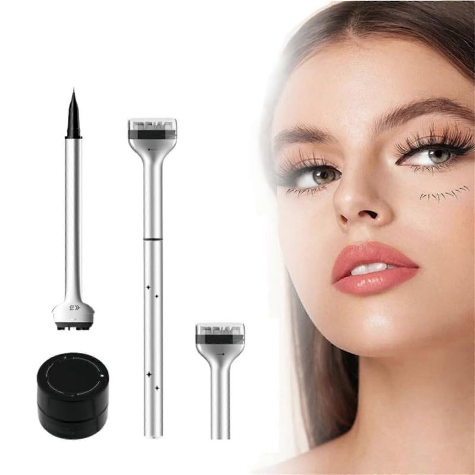 2in1 Waterproof Eyeliner and Lower Lash Stamp Tool with Quick Drying Ink, Brown