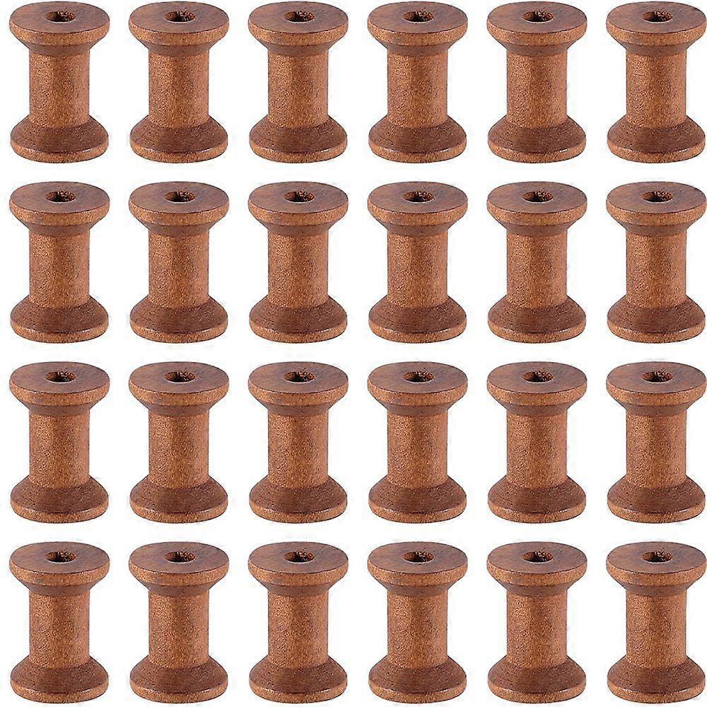 Wooden Empty Spools for Wire Thread Bobbins Saddle Brown 3x2.1~2.15cm 25pcs