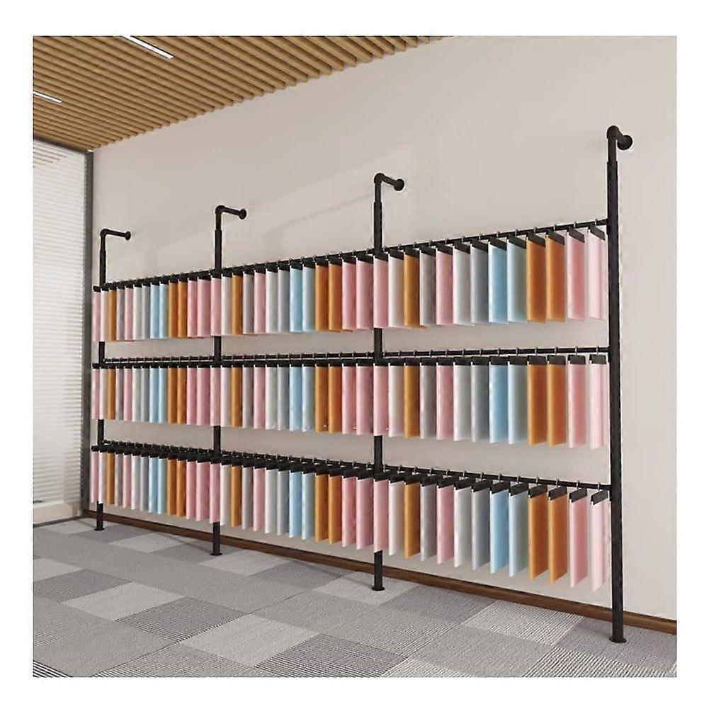 Wall Mounted Fabric Display Rack with Adjustable Shelf Height, Heavy Duty Multi Layer Design 350x240cm