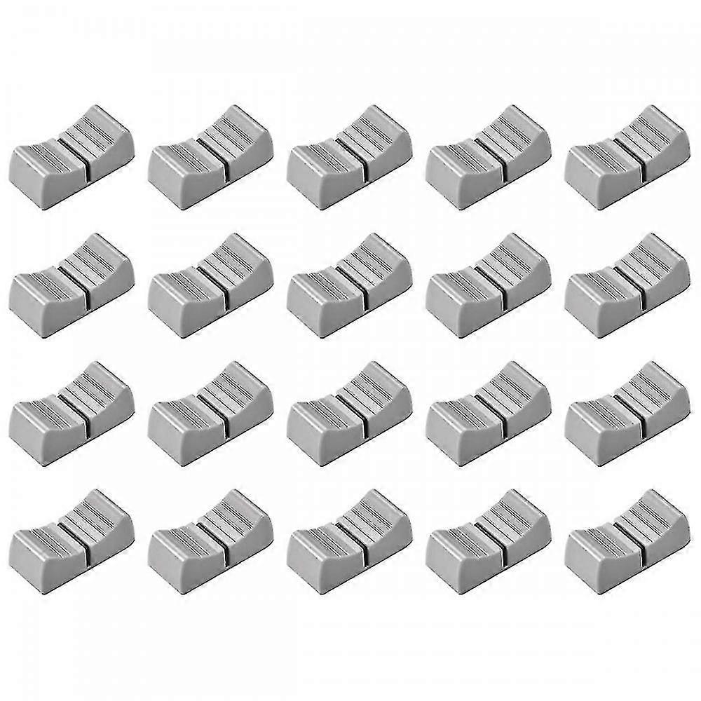 20pcs 24mmx11mmx10mm Console Mixer Fader Knobs Replacement For Potentiometer Gray Knob Black