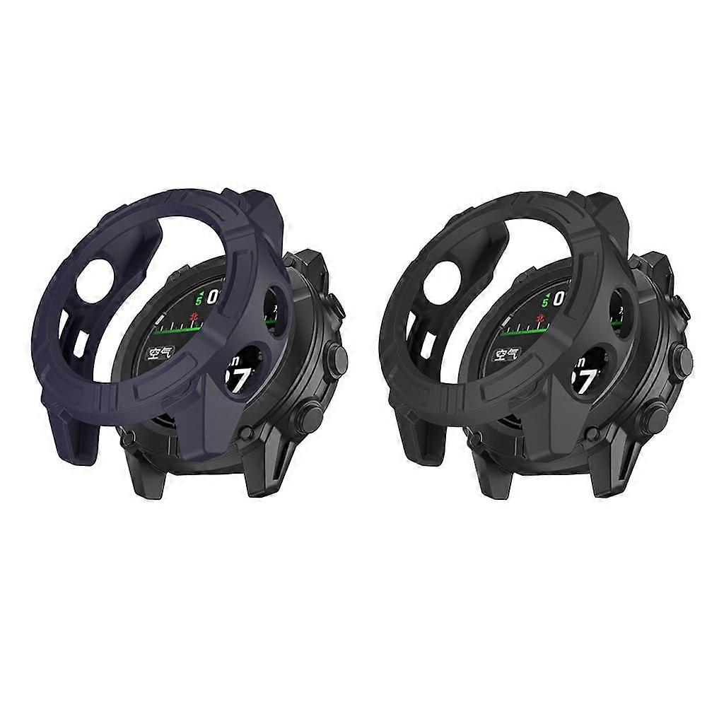 2 Pack Case for Garmin Descent G2 TPU ShockAbsorbing ScratchResistant Dive Watch Protector Black Blue