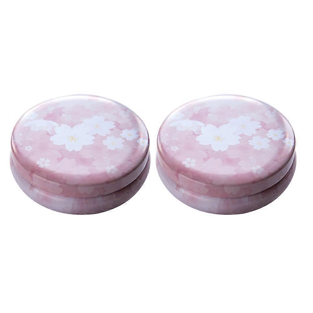 Pink Candy Tin Jar Flower Pattern Box for Storage Use 2Pcs Set