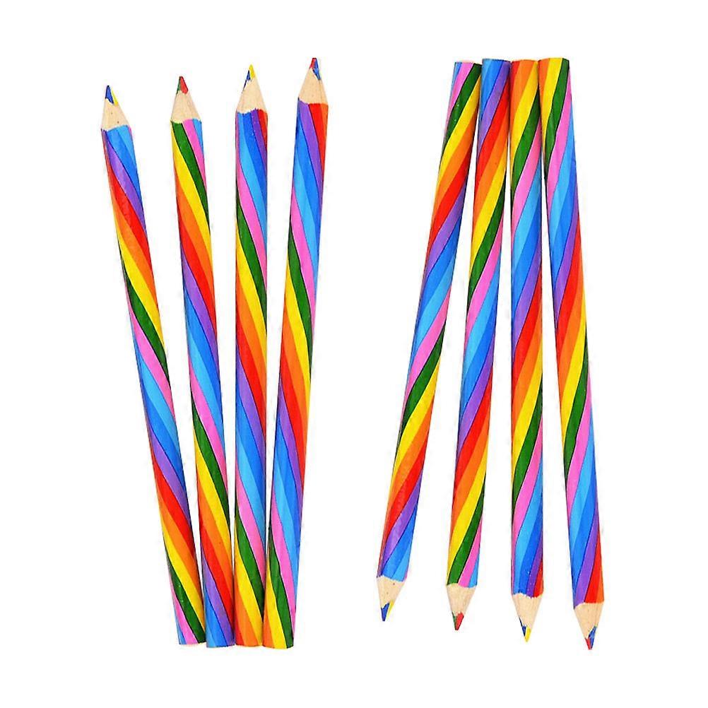 Wood Colored Pencils 4-in-1 Function Rainbow Drawing Pencils 8Pcs Pack