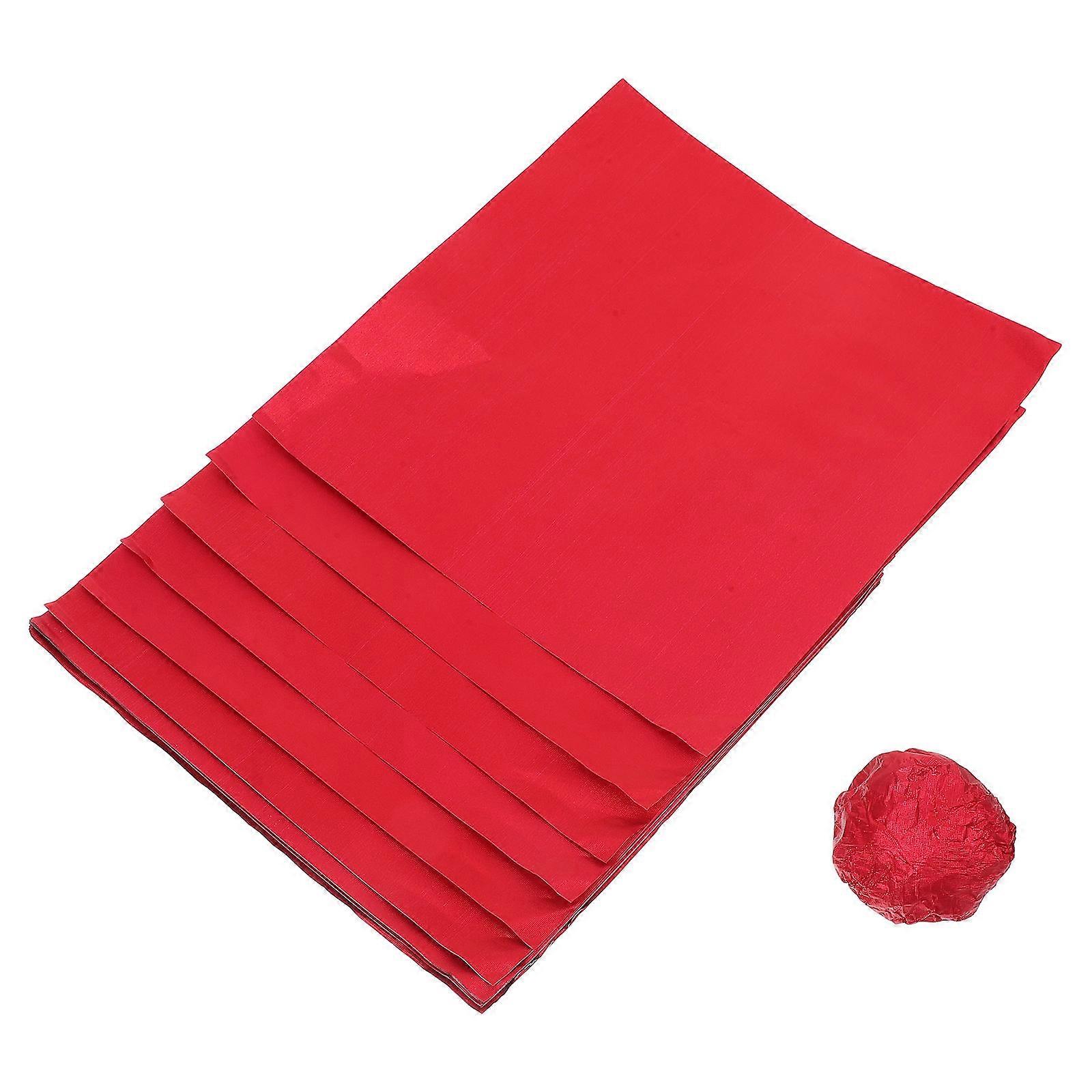 Aluminum Foil Candy Wrapping Paper Red Sheets for Packing 100Pcs