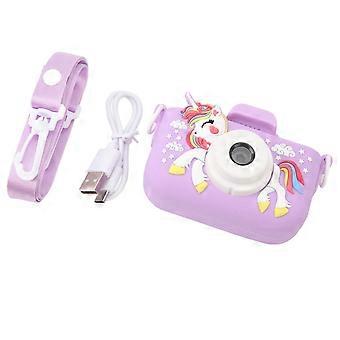 Kinderkamera, kompatibel mit Jungen und Mädchen, 20 MP HD Dual-Kamera, Daumenkamera für Kinder, Foto- und Videofunktion, tragbare digitale Mini-Kamera, Einhorn-Lila