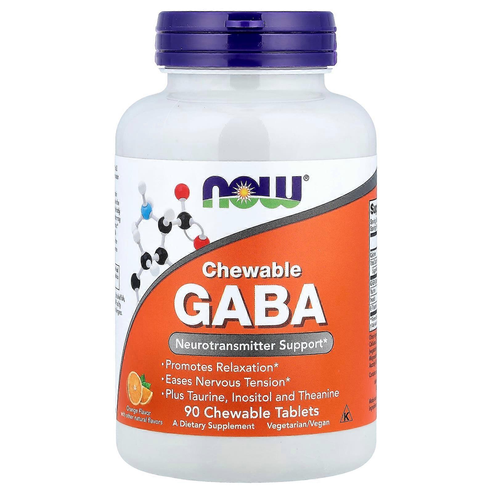 NOW Foods, Chewable GABA, Natural Orange Flavor, 90 Chewables