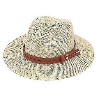 New Natural Panama Soft Shaped Straw Hat Summer Women/men Wide Brim Beach Sun Cap Uv Protection Fedora Hat,l