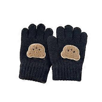 Gebreide kinderhandschoenen, rekbare handschoenen met volledige vingers, geborduurde beer, warme winterhandschoenen voor jongens en meisjes van 3 tot 7 jaar, geschikt voor fietsen en andere sporten. KAESI