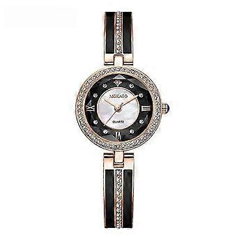 MOKAGO Elegant Women's Diamond Watch - Rose Gold Black Strap Fashion Quartz Luxury Timepiece