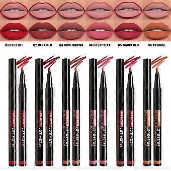 Waterproof Lip Liner Pen, 6 Colors Long-Lasting Matte Liquid Lipstick with Felt Tip, Smudge-Proof & Quick Dry Lip Makeup