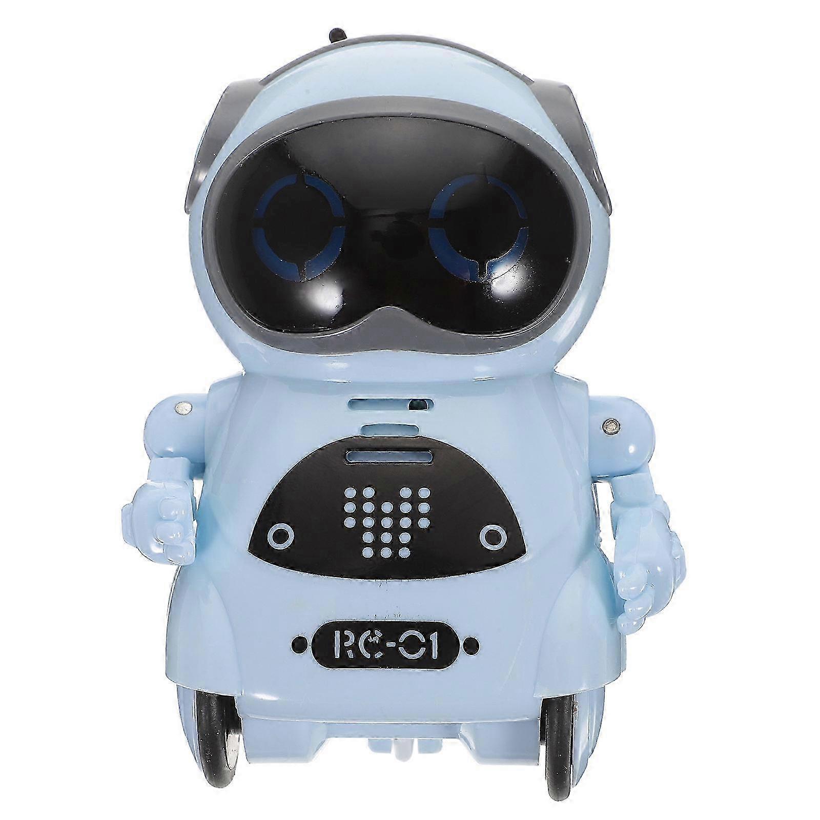 Voice Intelligent Mini RC Robot with Walking Dancing Music Repeating Function Sky Blue