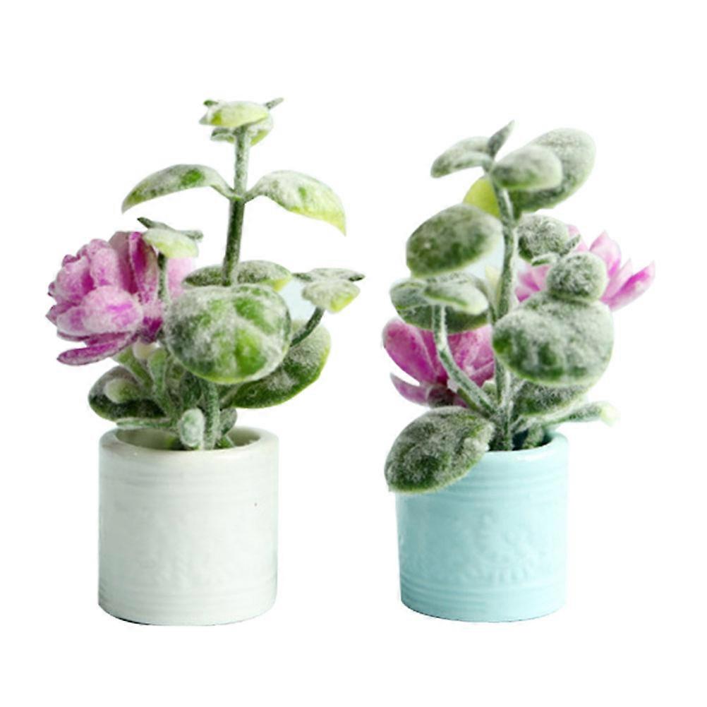 Mini House Decor Ceramic Mini Bonsai Model for Home 2Pcs Set
