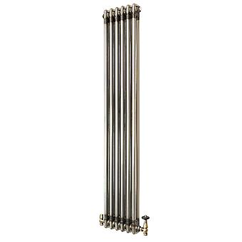 Traditional 2 Column Radiator & Valves – 1500mm x 290mm - Raw Metal