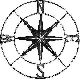 1pc Black Distress Metal Compass Wall Decoration Navigation Decoration Bedroom Living Room Garden Of