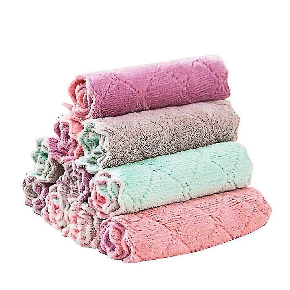 Kitchen Cleaning Cloth Double Layer for Cleaning Use 10Pcs Assorted Colors